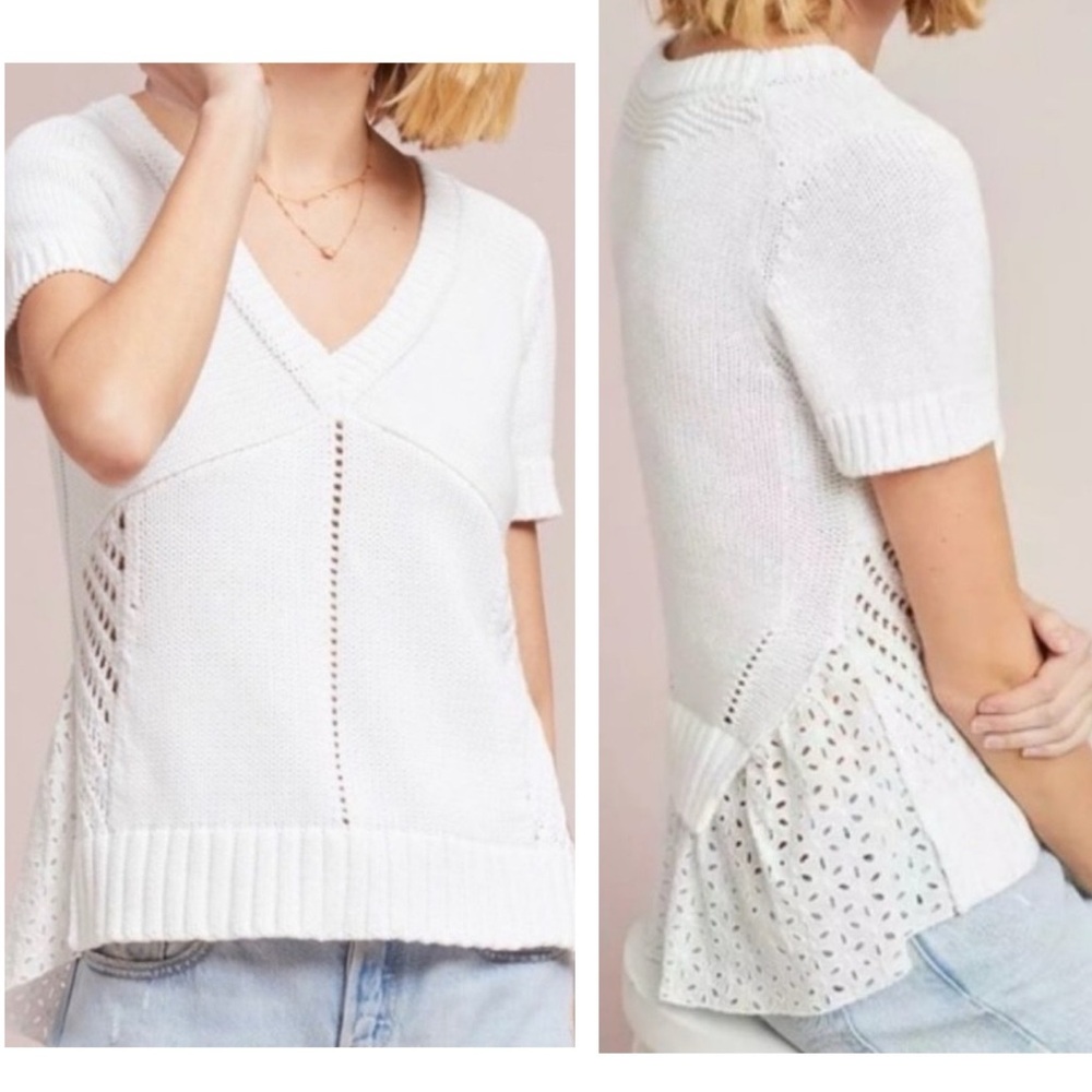 Feather & Bone Sweater Short Sleeve Top